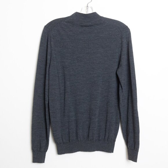 Massimo Dutti 100% Merino Wool Mock Neck Sweater Mens Medium Charcoal Gray Slim - Picture 3 of 12